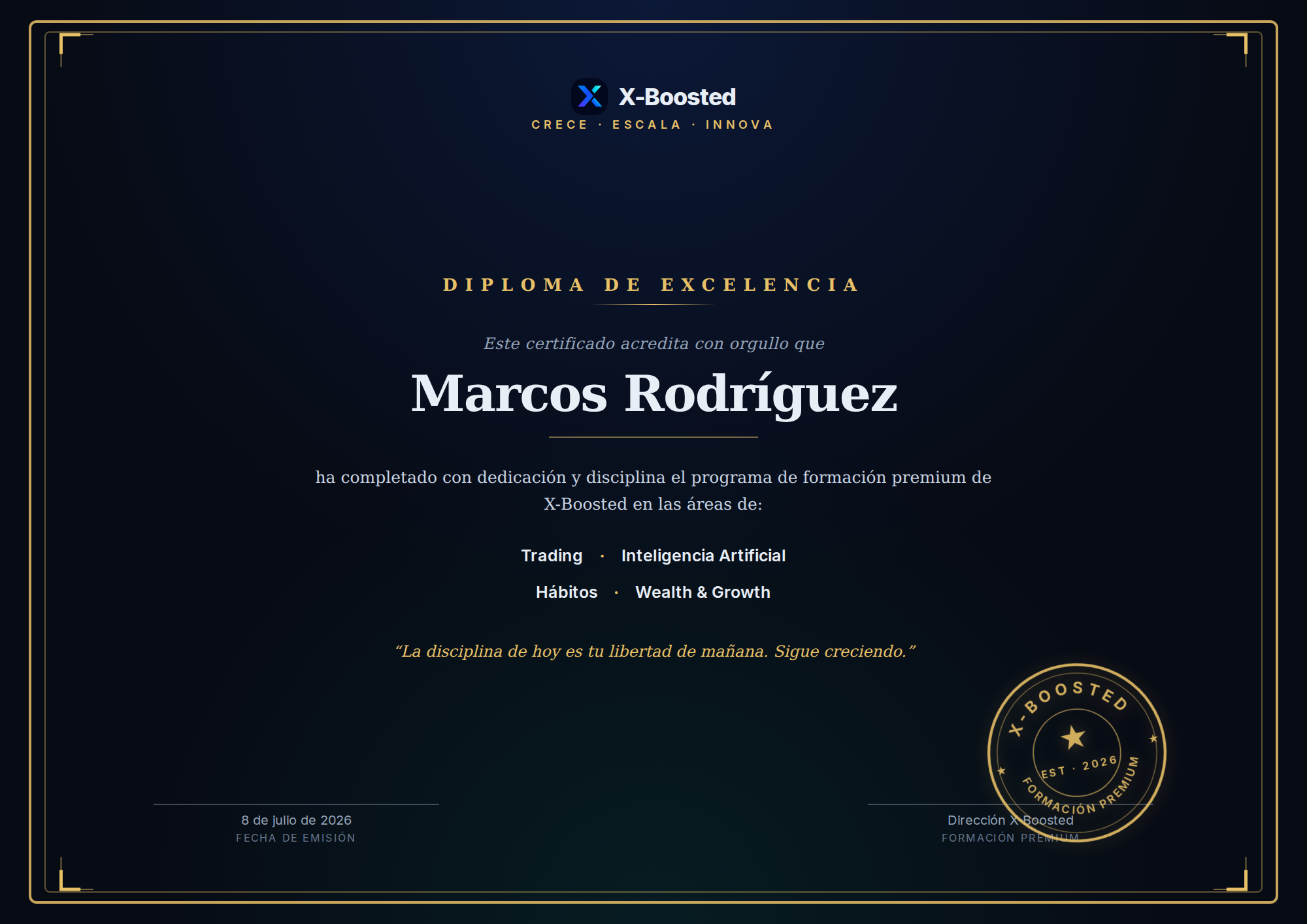 Diploma de excelencia de X-Boosted
